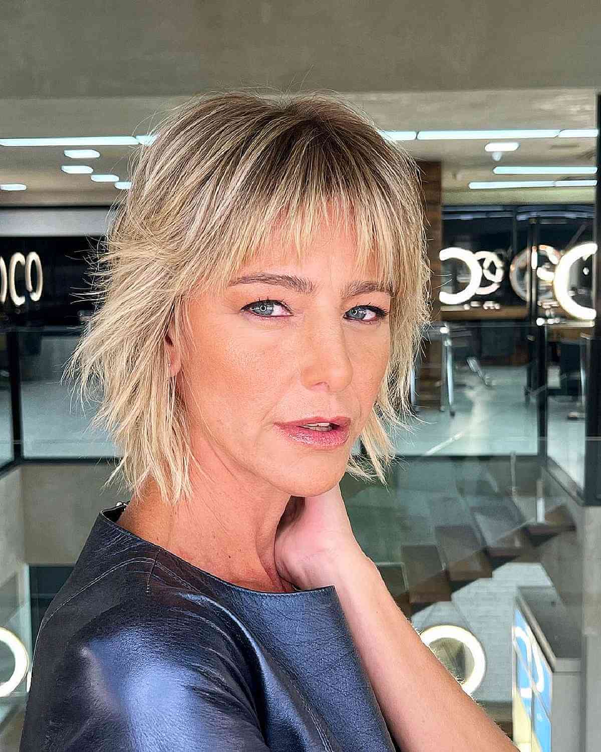 Short Choppy Haircut for Women Over 40 with Wispy Fringe
