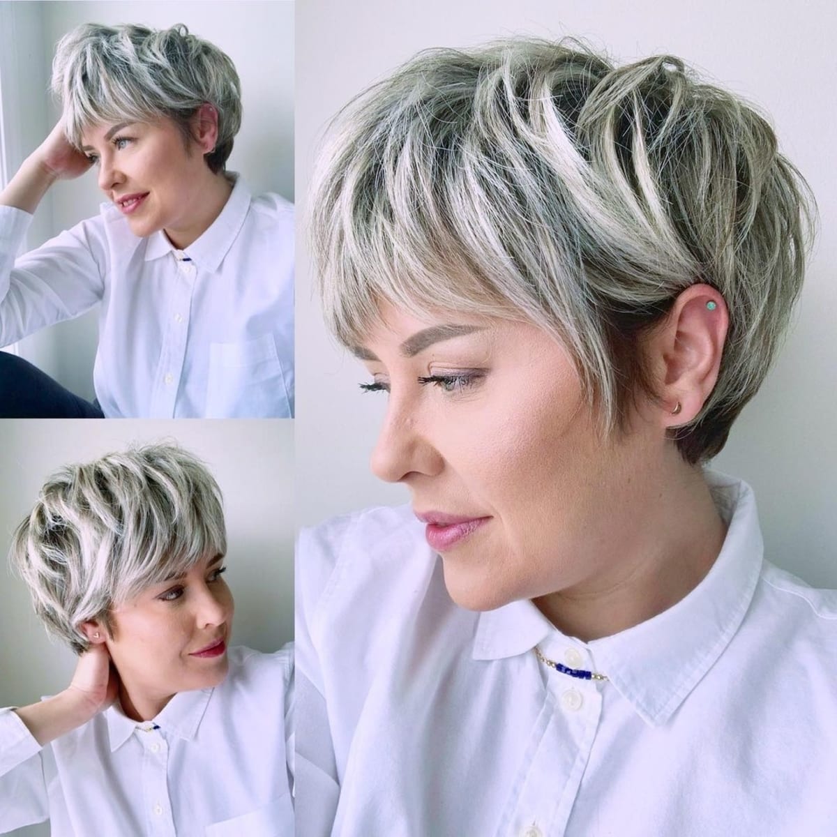 Short Choppy Pixie with Wispy Bangs and Highlights
