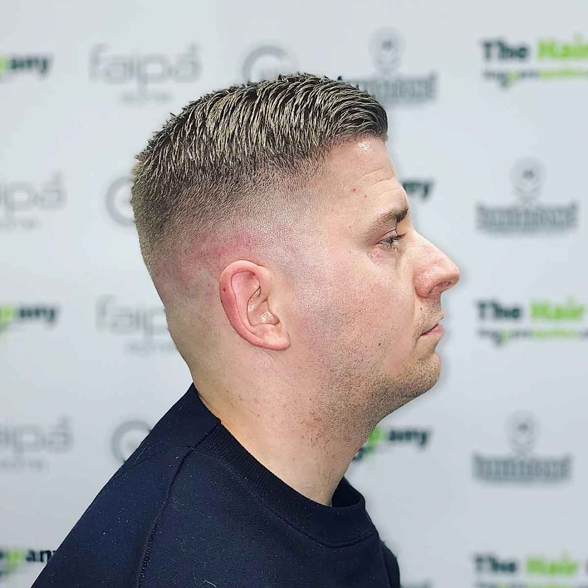 Short Comb Over with Skin Fade Military Cut
