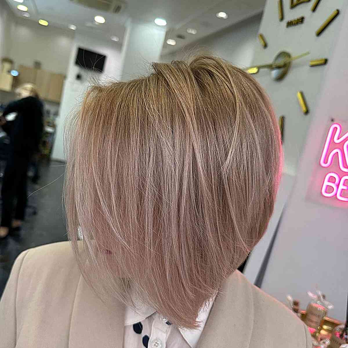 Short Concave Bob Haircut with Wispy Layers