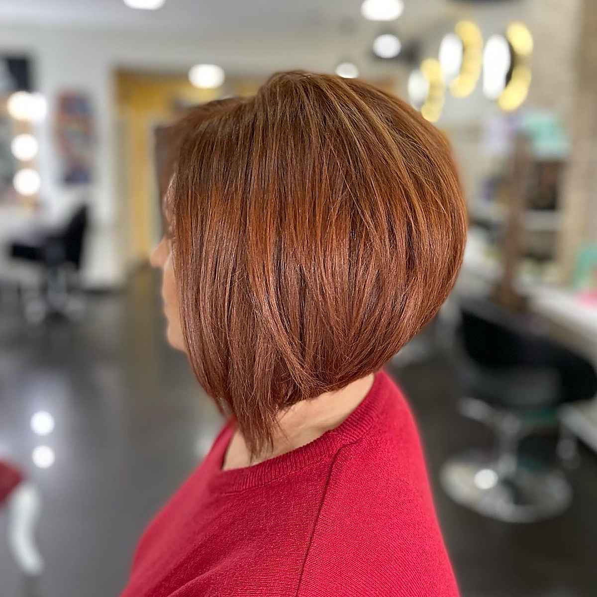 Short Copper Bob with Stacked Layers