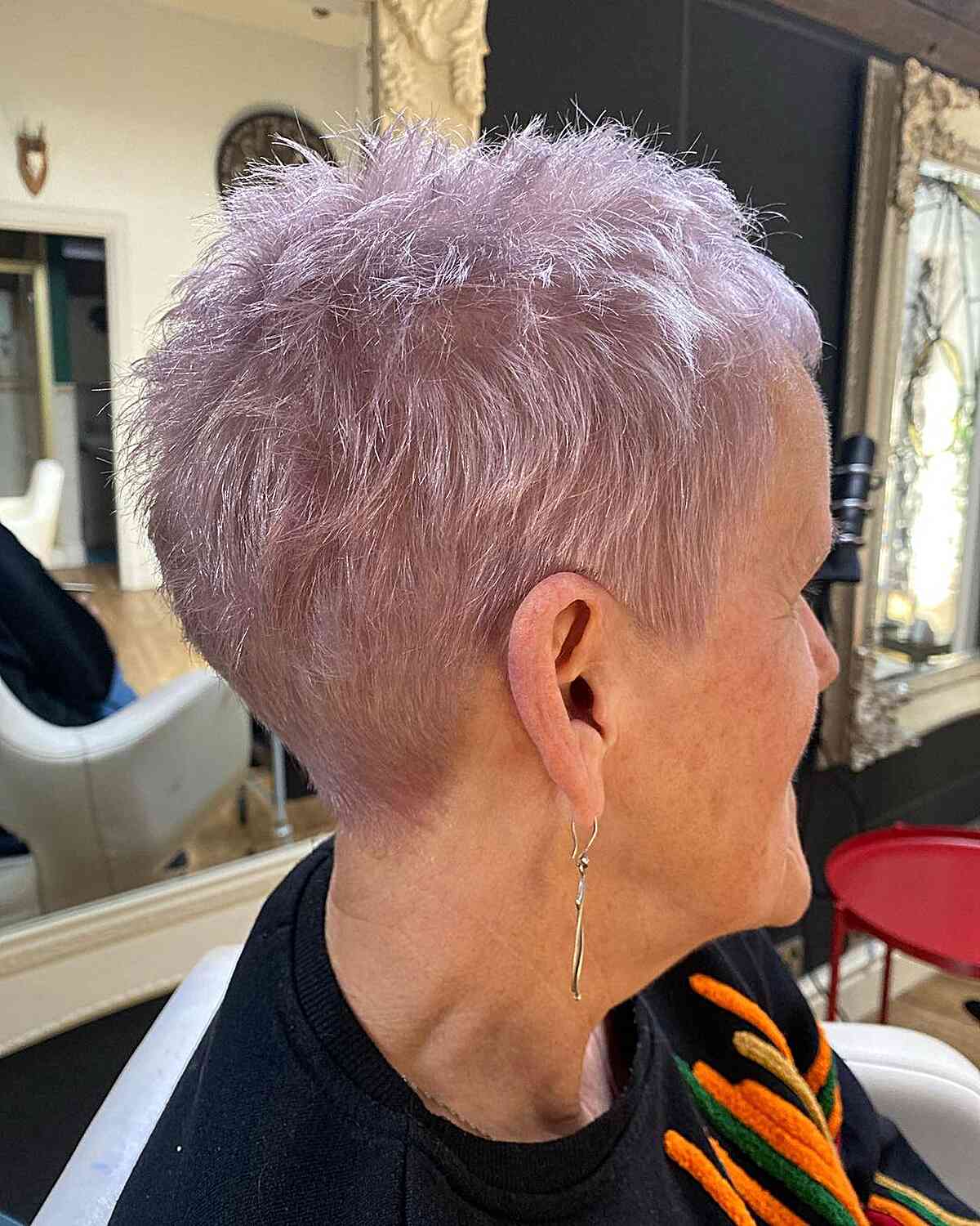 Short Crop with Bleached Pink Tone for Seniors Over 60