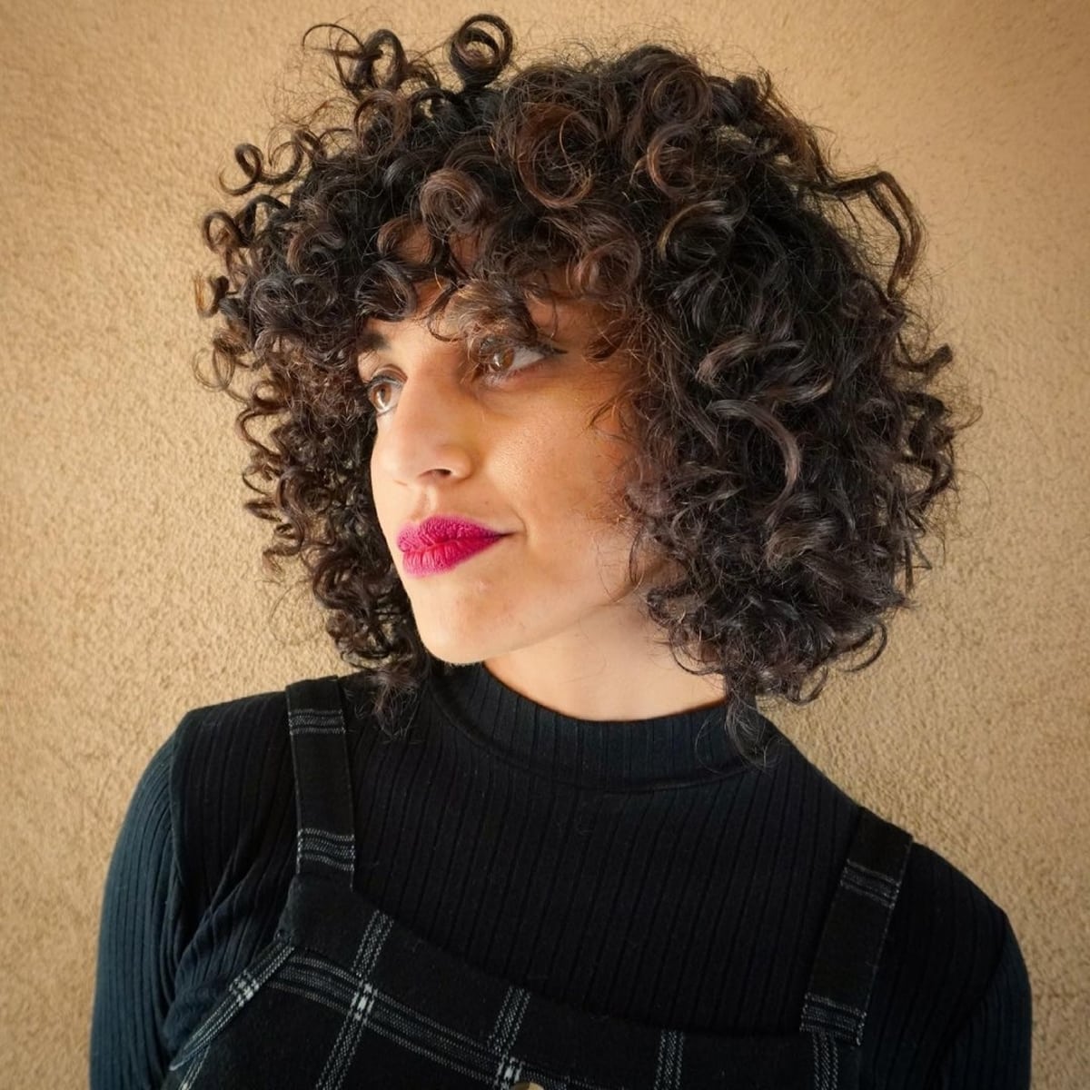 Short Curly Bob with Curly Bangs