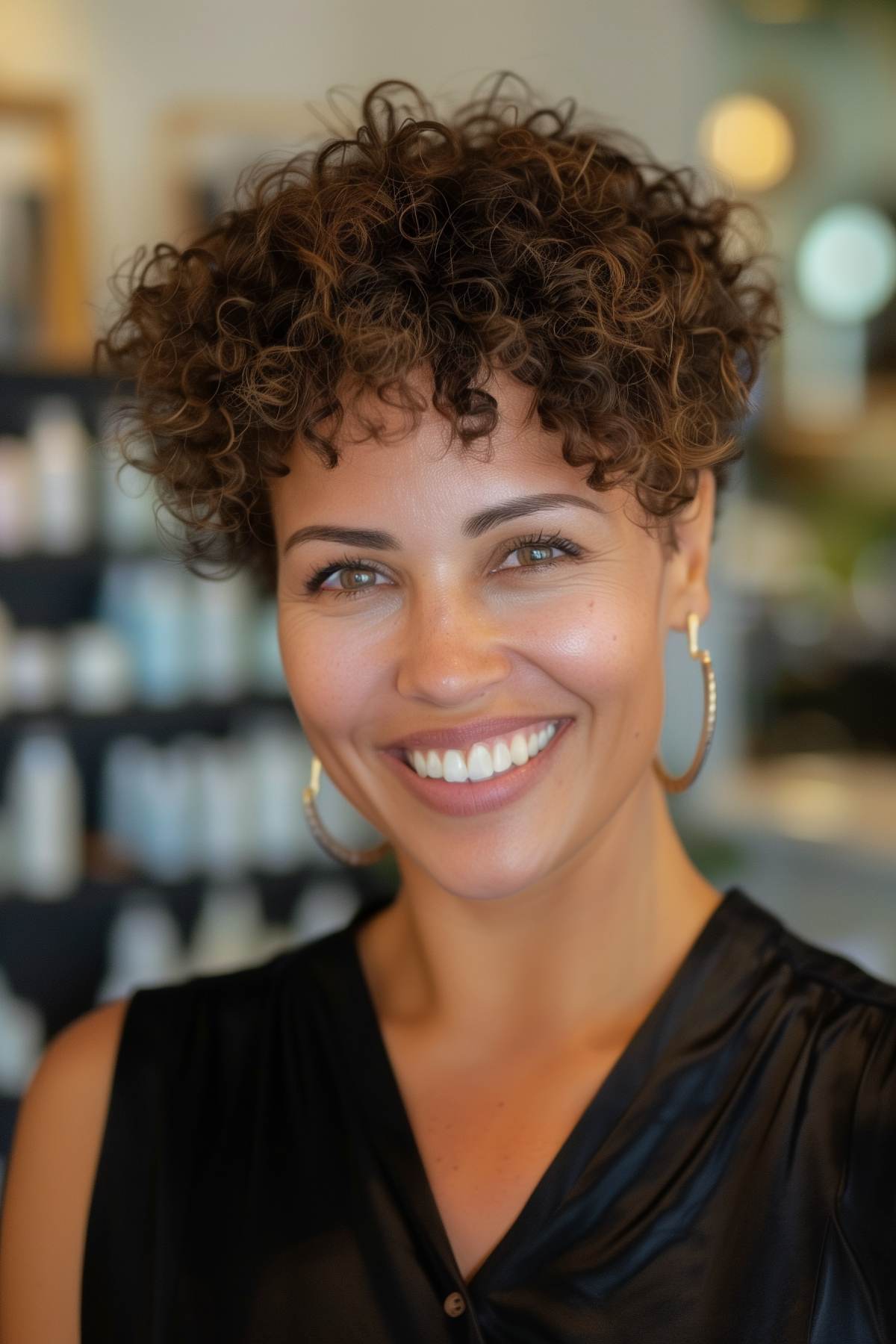 short curly crop for women with defined curls