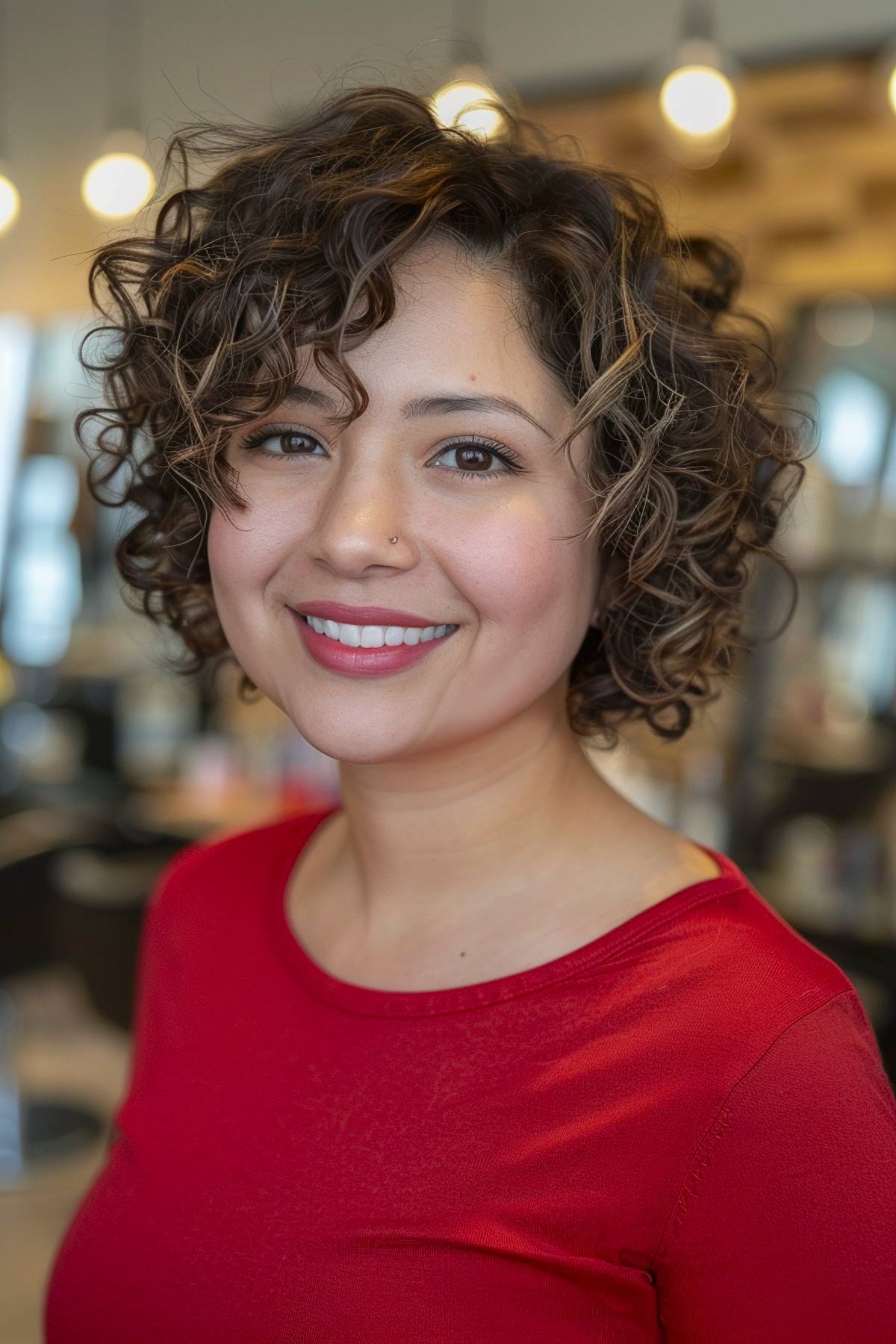 Short curly hair for round face