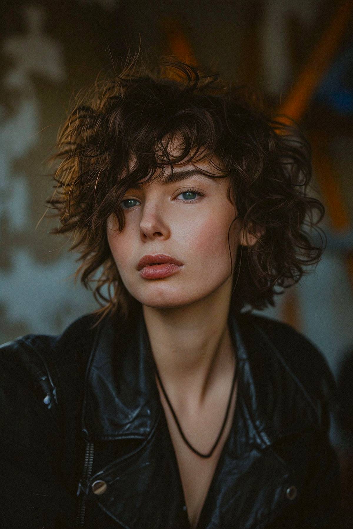 Messy short curly shag with layers