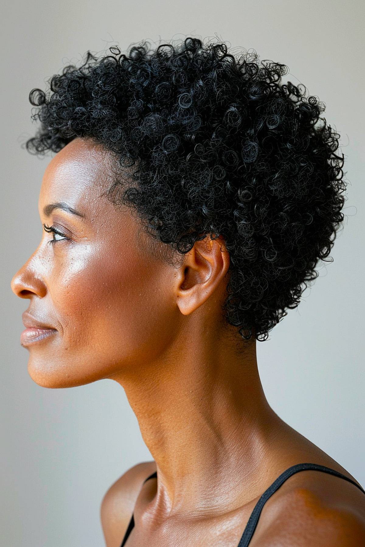 Defined twist-inspired short curly hairstyle