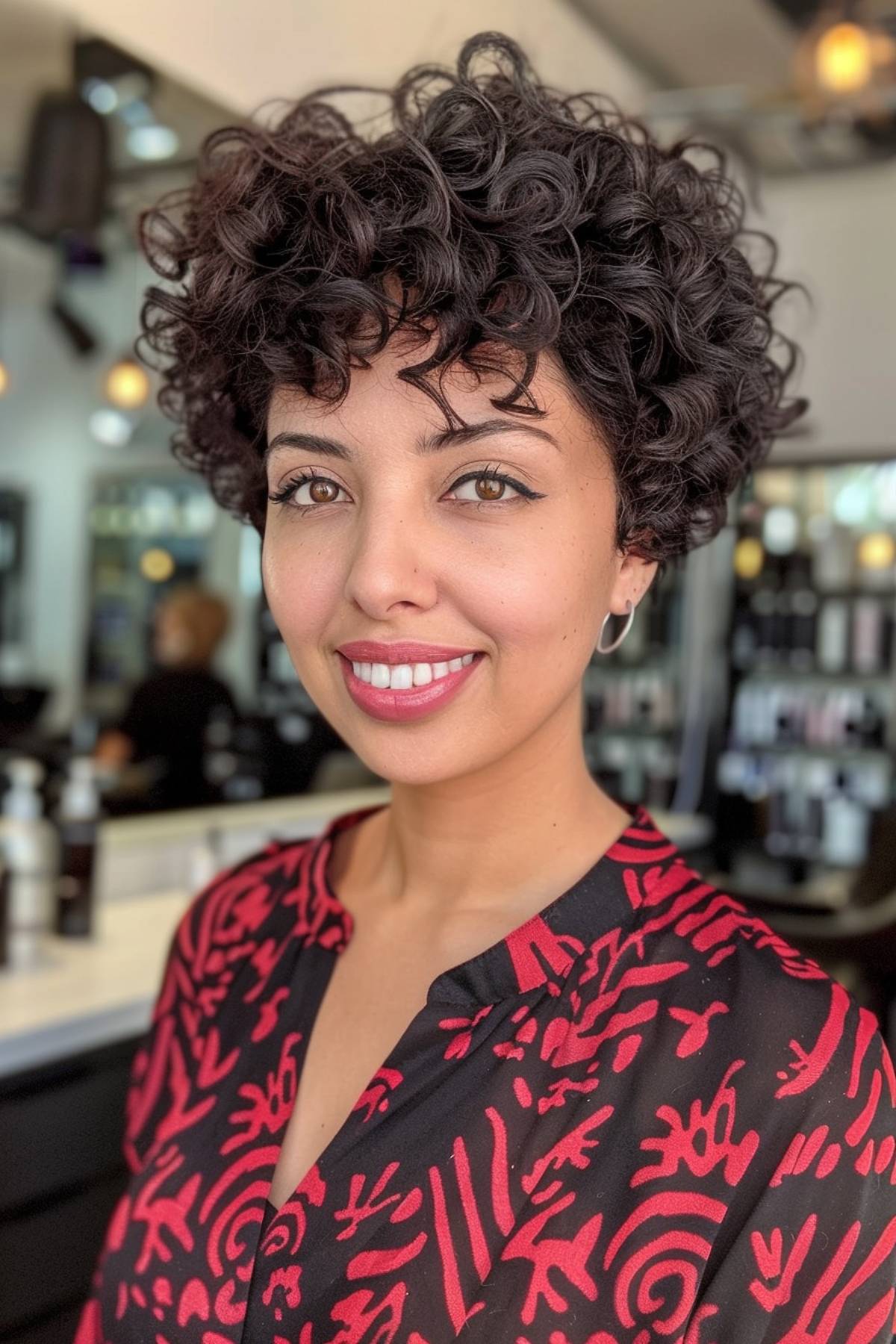 Short curly shag hairstyle