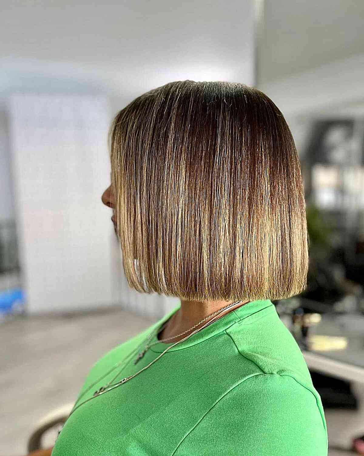 Short Cut with Lived-In Dark Black to Blonde Ombre