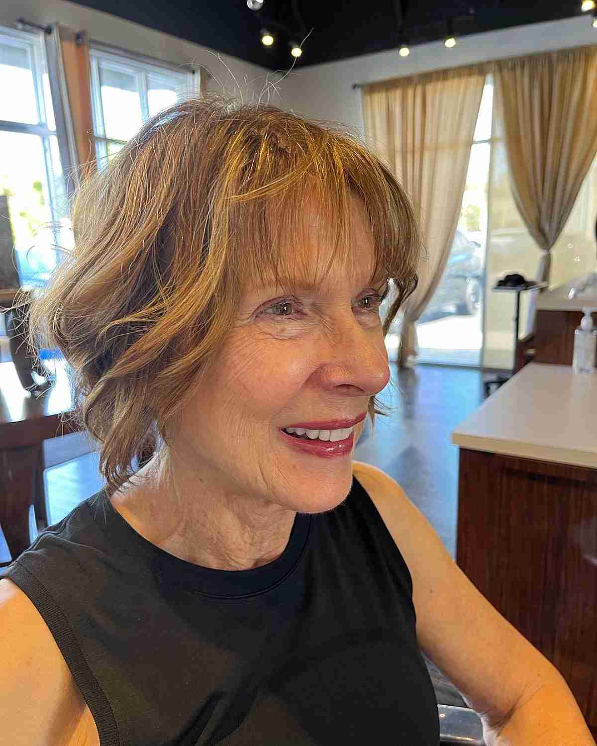 Short Cut with Wispy Bangs for 70-Year-Old Ladies with Fine Hair
