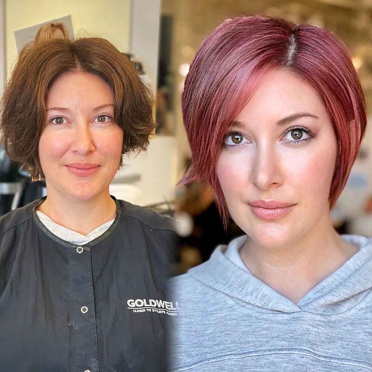 short dark red hair with highlights