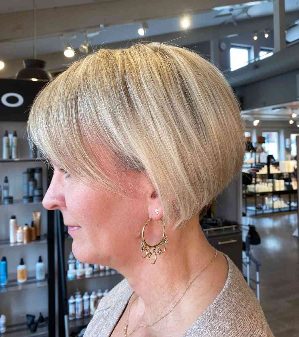 Short Ear-Length Angled Cut with Side Bangs