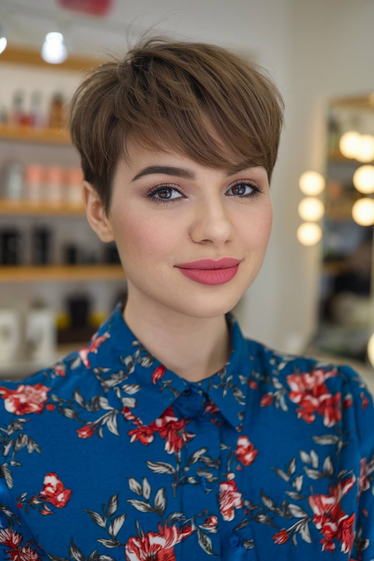 Modern faded pixie cut with a sleek, tapered back and voluminous top, ideal for a bold statement