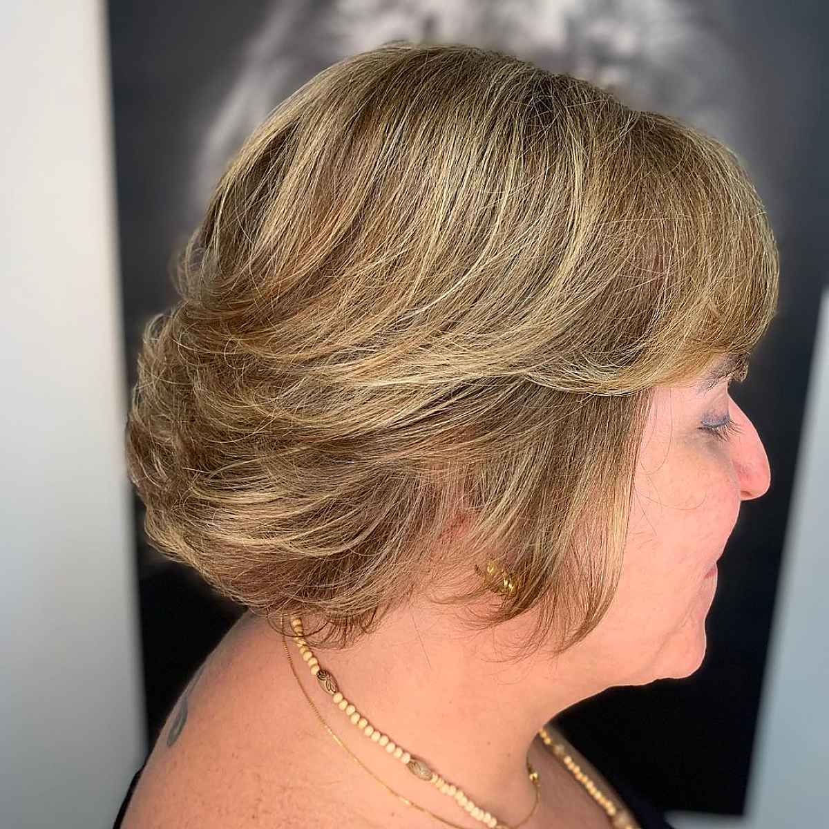 Short Feathered Bob with a Fringe for Older Ladies