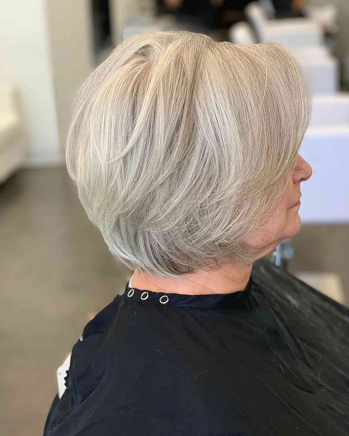 Short Feathered Layered Bob for Women Over 60