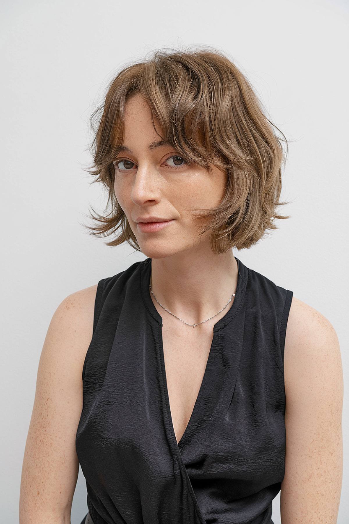 Short flippy shaggy bob haircut