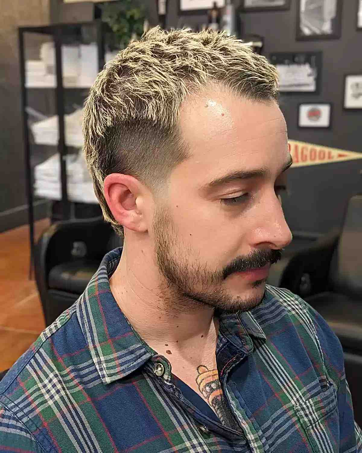 '80s Short Frosted Blonde Mullet for Guys
