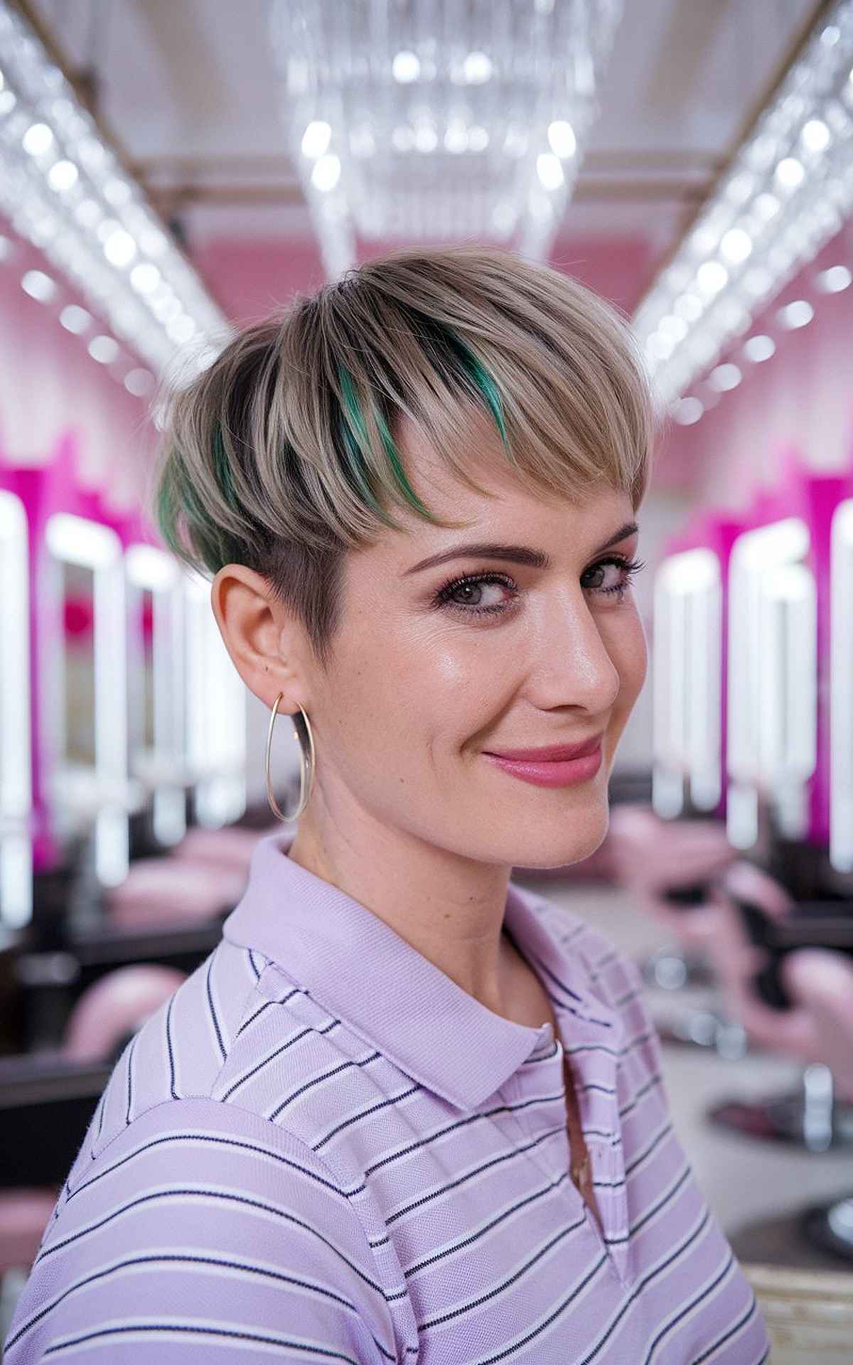 Funky short pixie cut with shaved sides