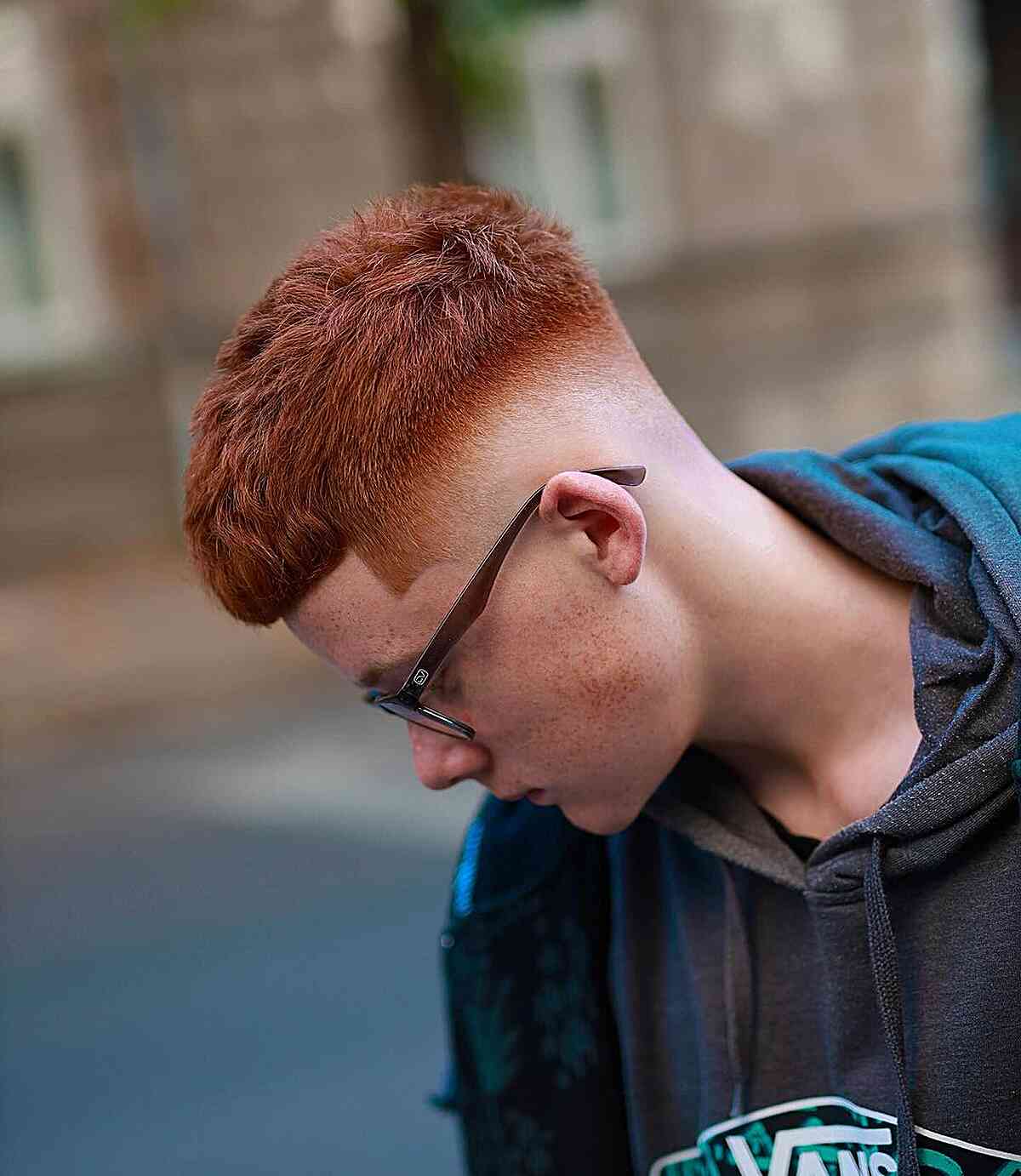 Short Ginger Hair with a Fade for Men