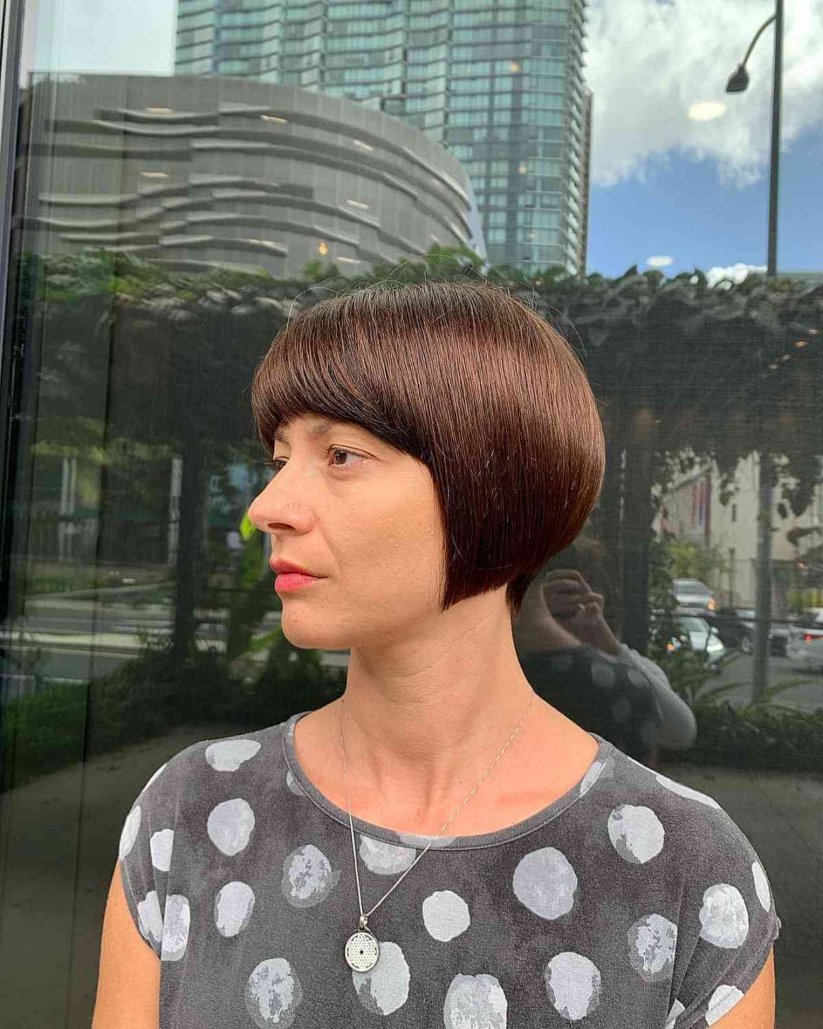 Sophisticated Short Graduated Bob with Bangs