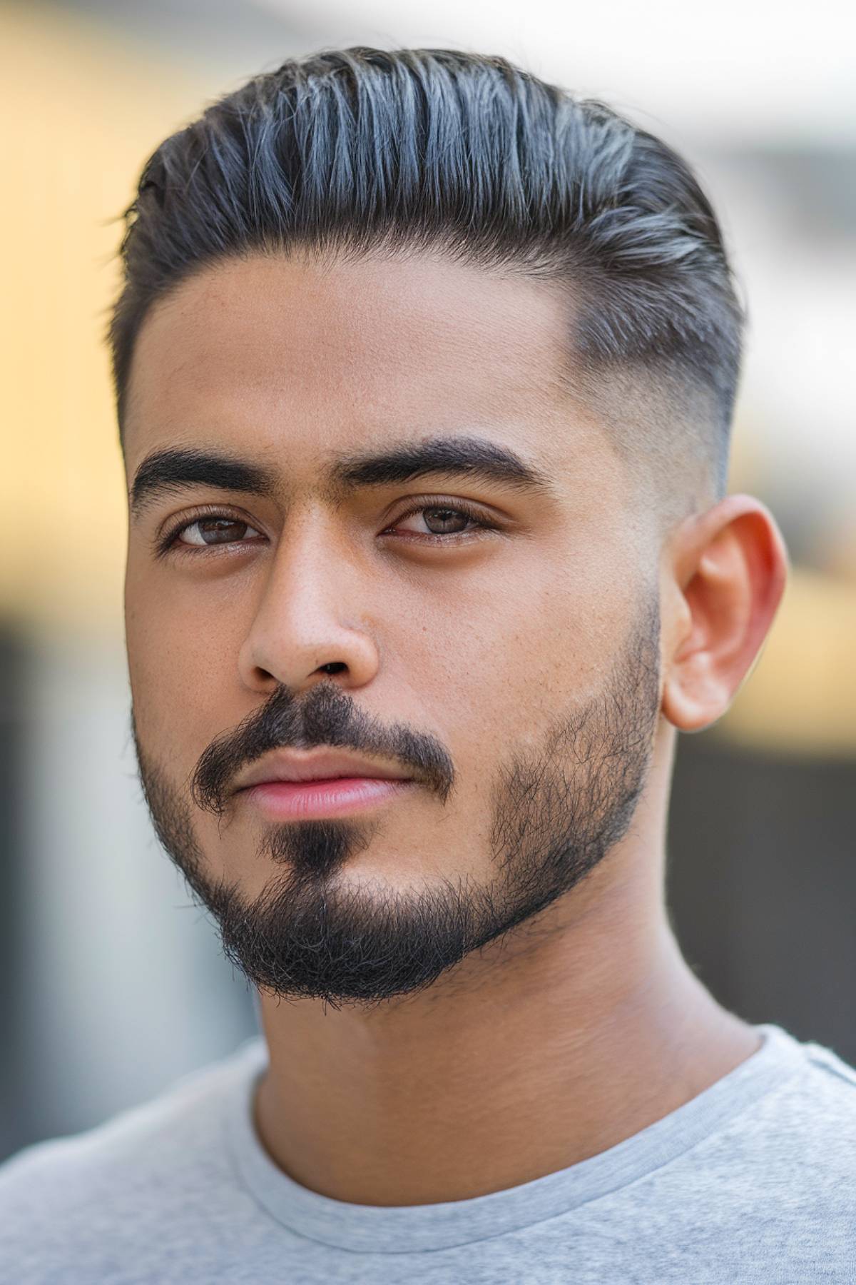 Short haircut for men with a beard