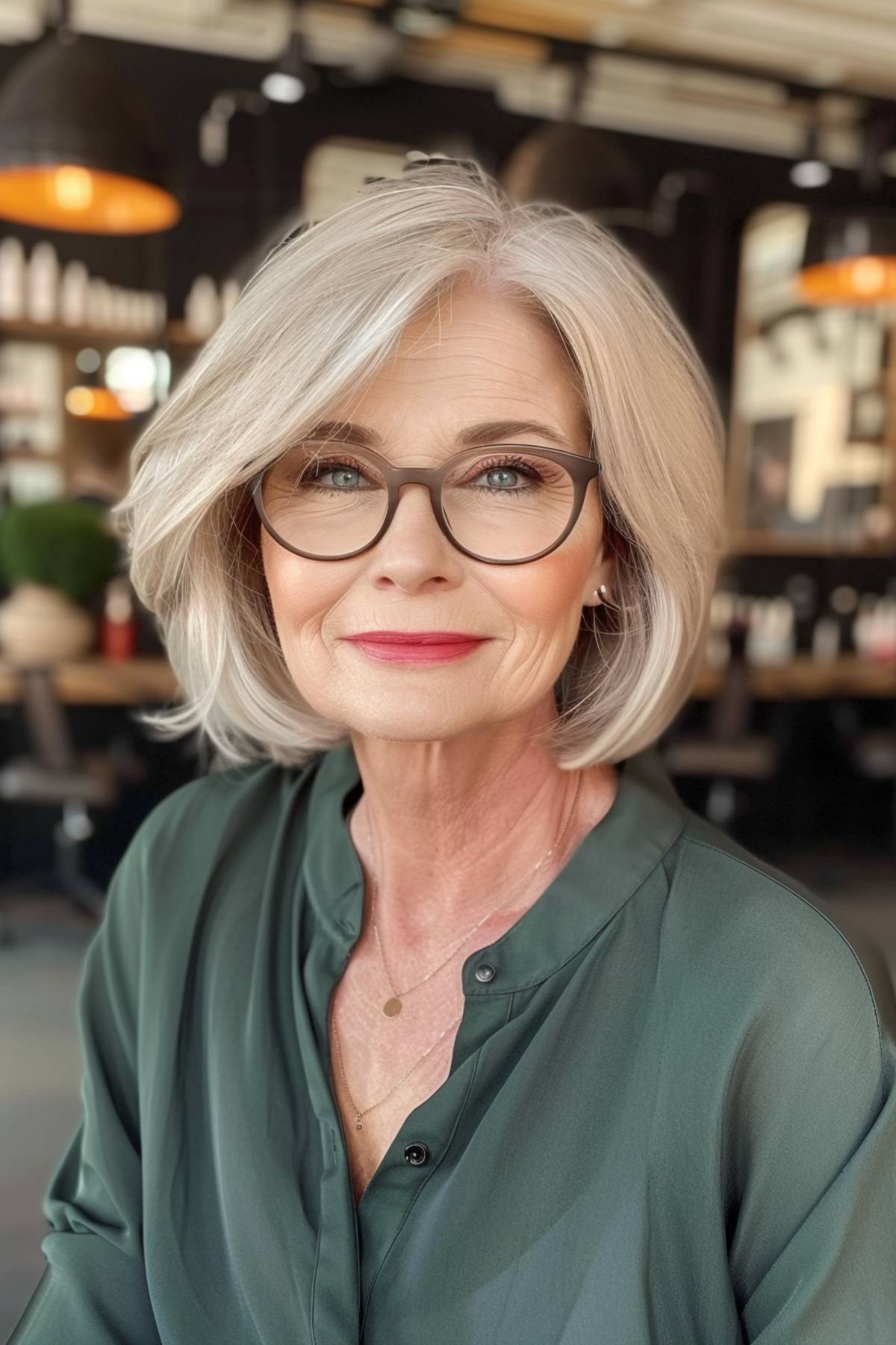 short haircut perfect for older women who wear glasses