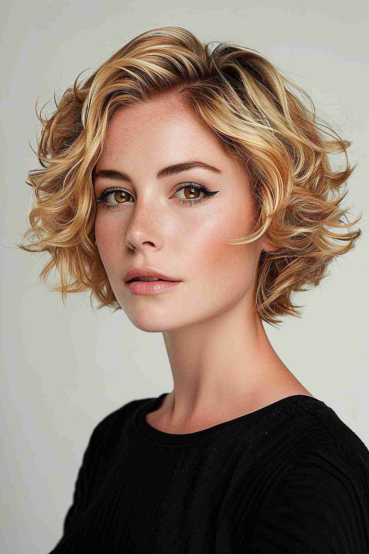 Short Hairstyle with Curls for Long Faces