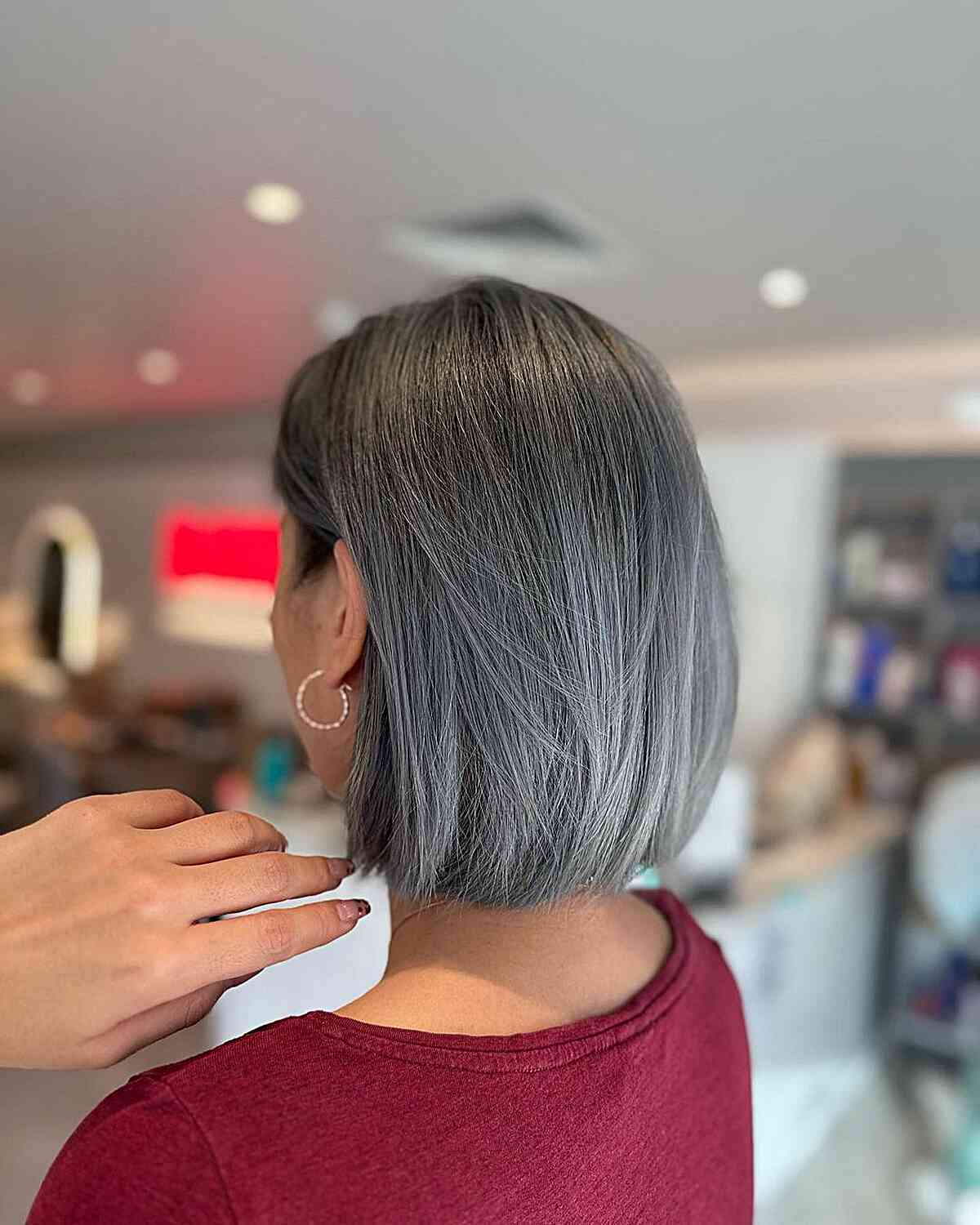 Short Hairstyle with Dark Black to Metallic Ombre