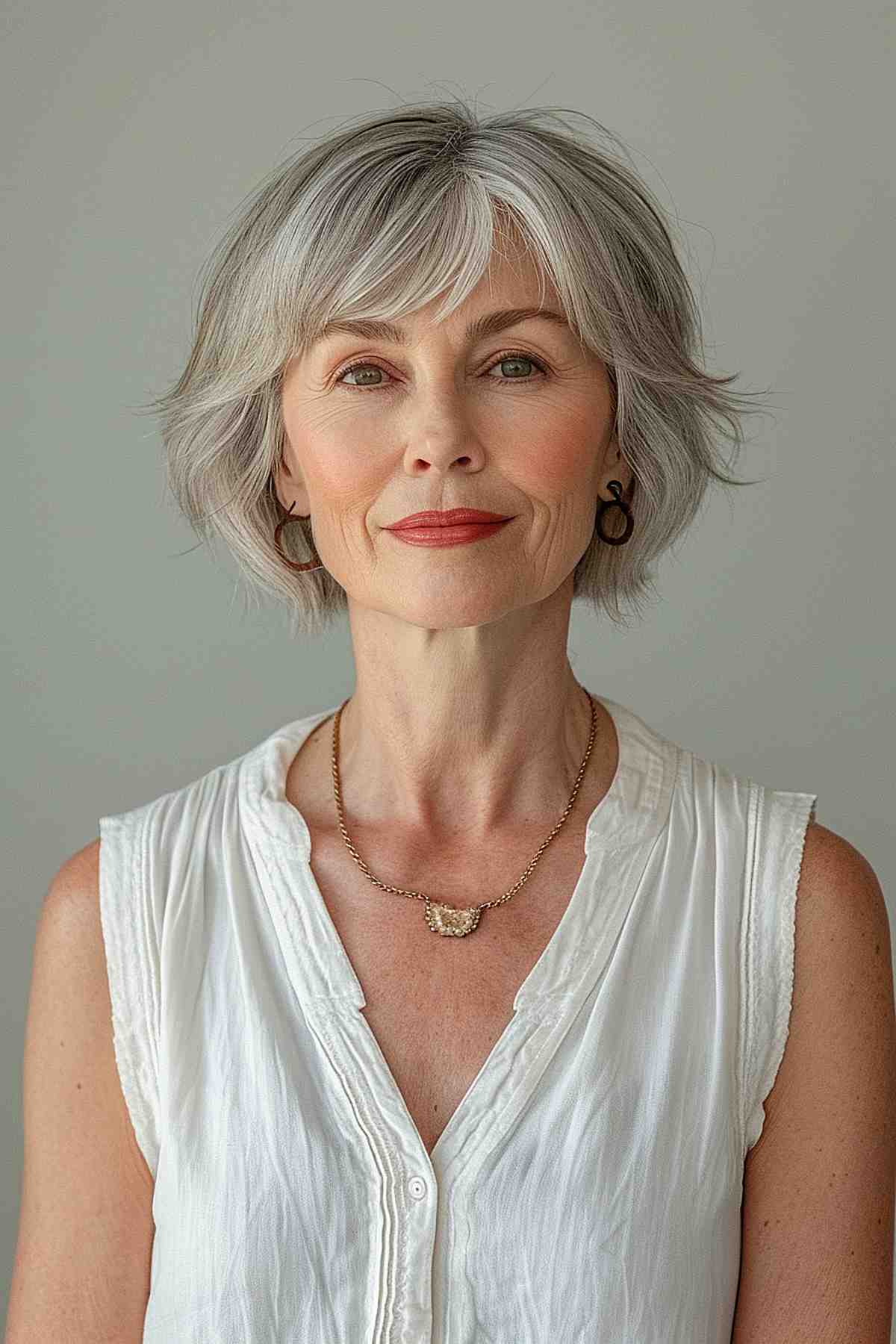 Short Hairstyle with Fringe and Volume for women over 60 with Long Faces