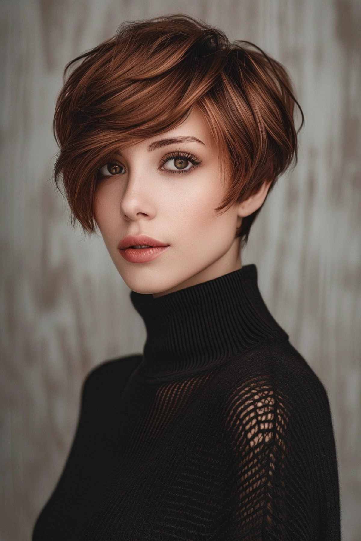 Short Hairstyle with Volume and Fringe for Long Faces