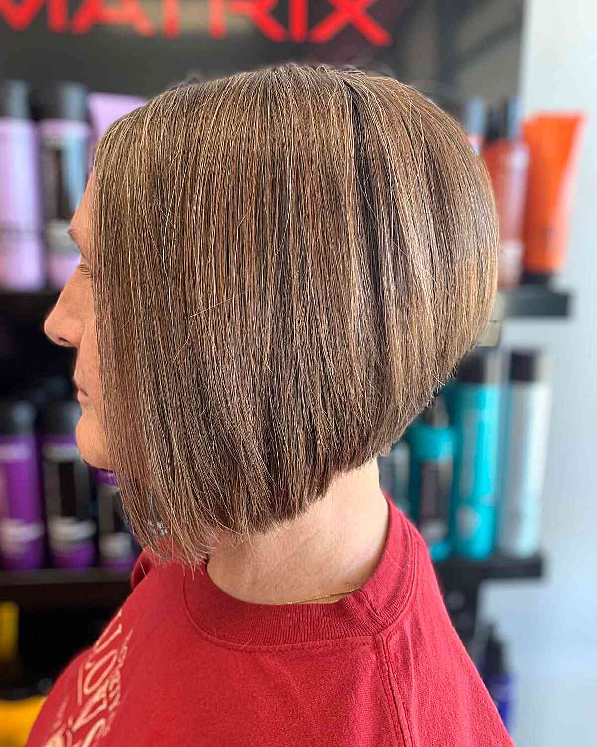 Short High-Stacked Bob Haircut for Mature Ladies Over 50