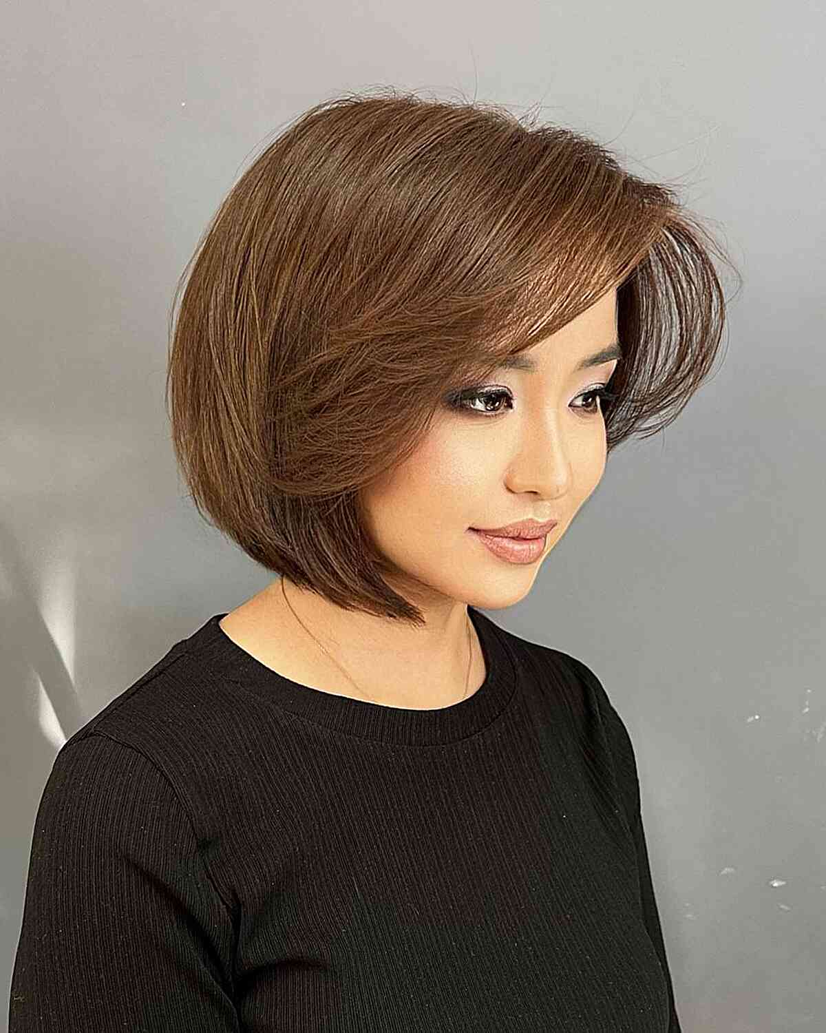 short inverted bob haircut for asian girl