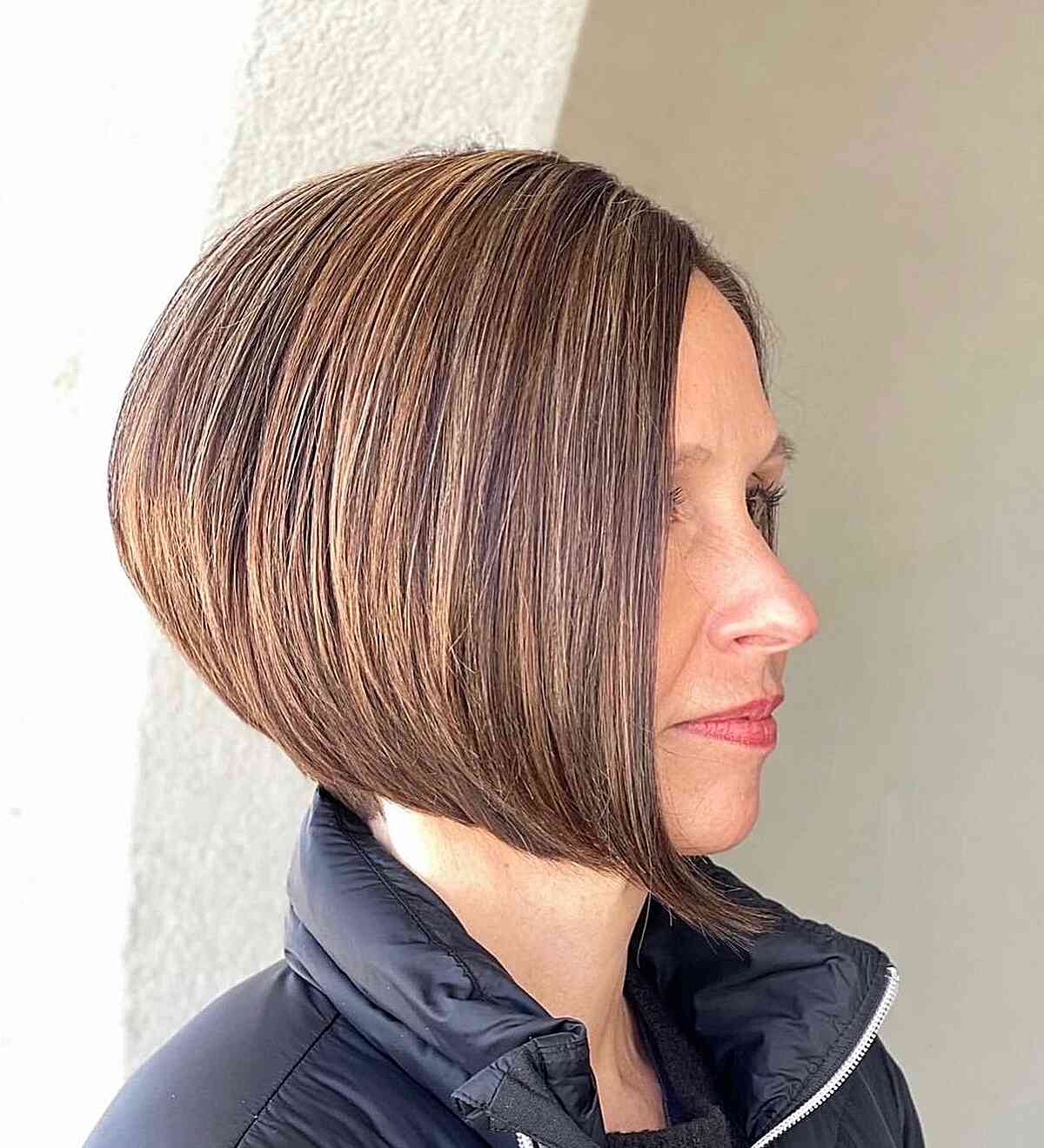 Short Inverted Bob Haircut for Older Women