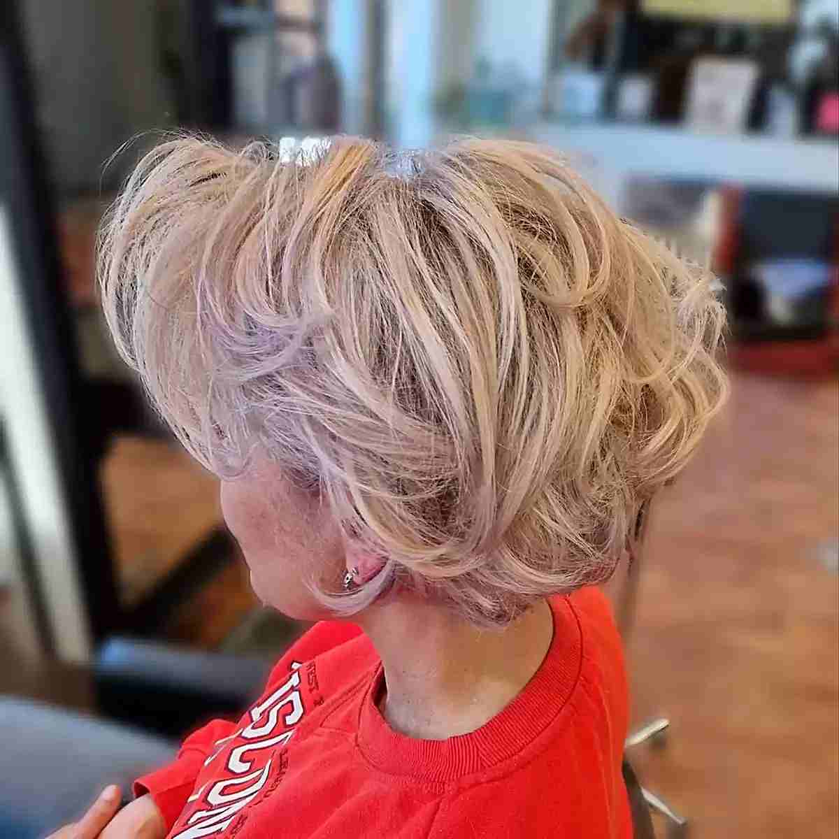 Jaw-Length Layered Blowout Textured Bob Style with Side Bangs for Thick Hair