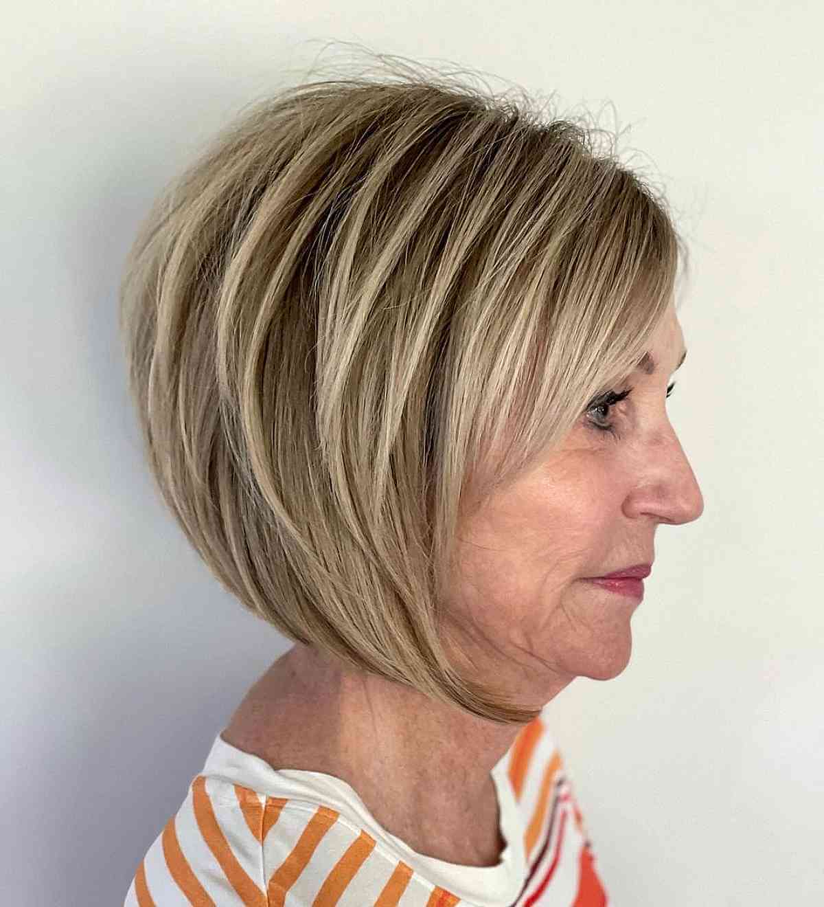 Short Layered Bob with Balayage for Ladies 70 and Over