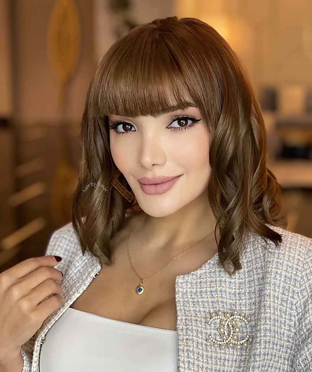 super short cropped cut with fringe bangs