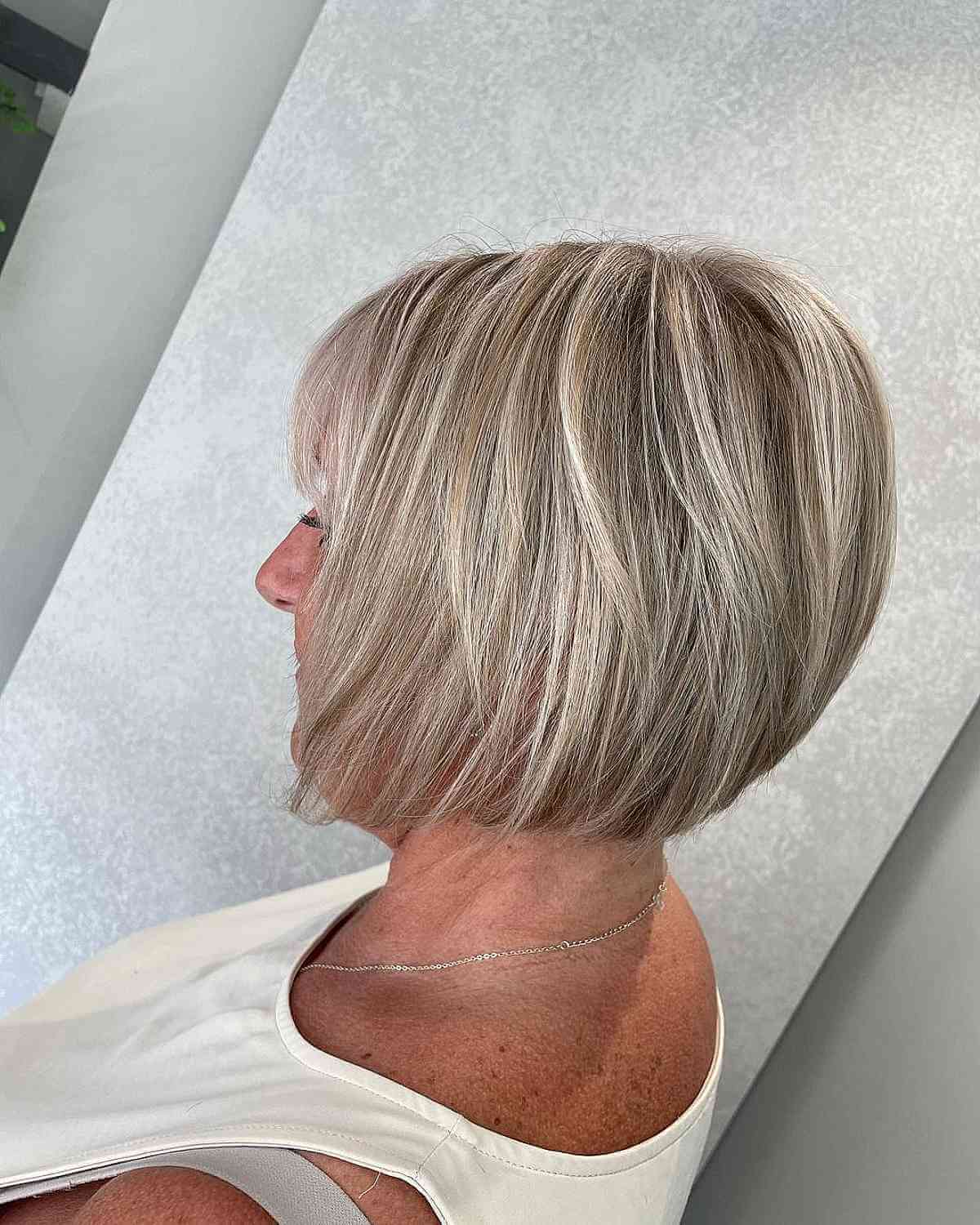 Polished Short Layered Bob for Women Over 50 with Fine Hair