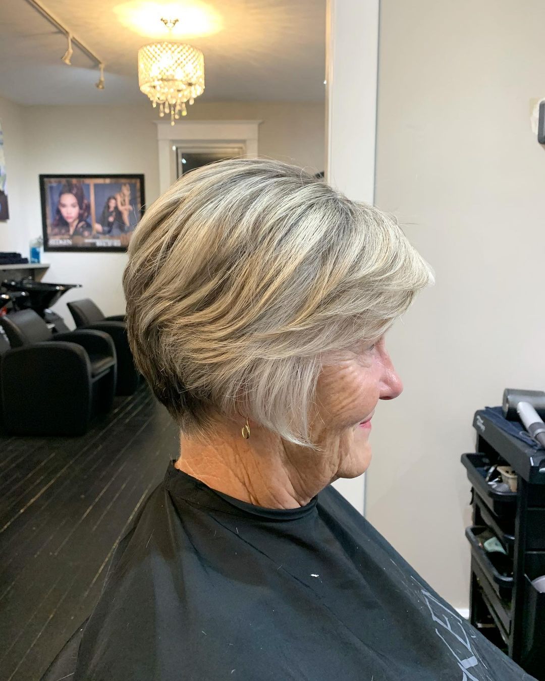 Fun short layered bob haircut for ladies over 70