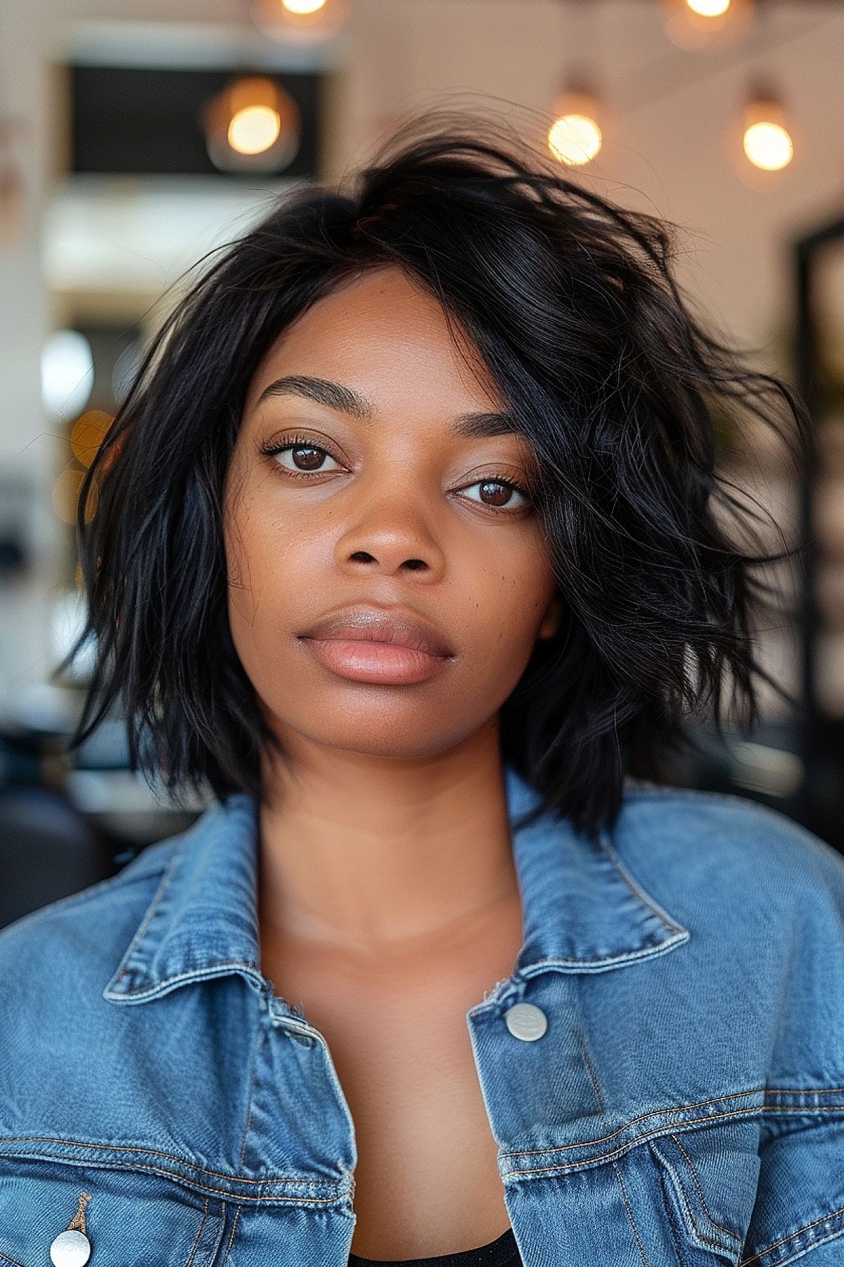 short layered bob hairstyle for black woman