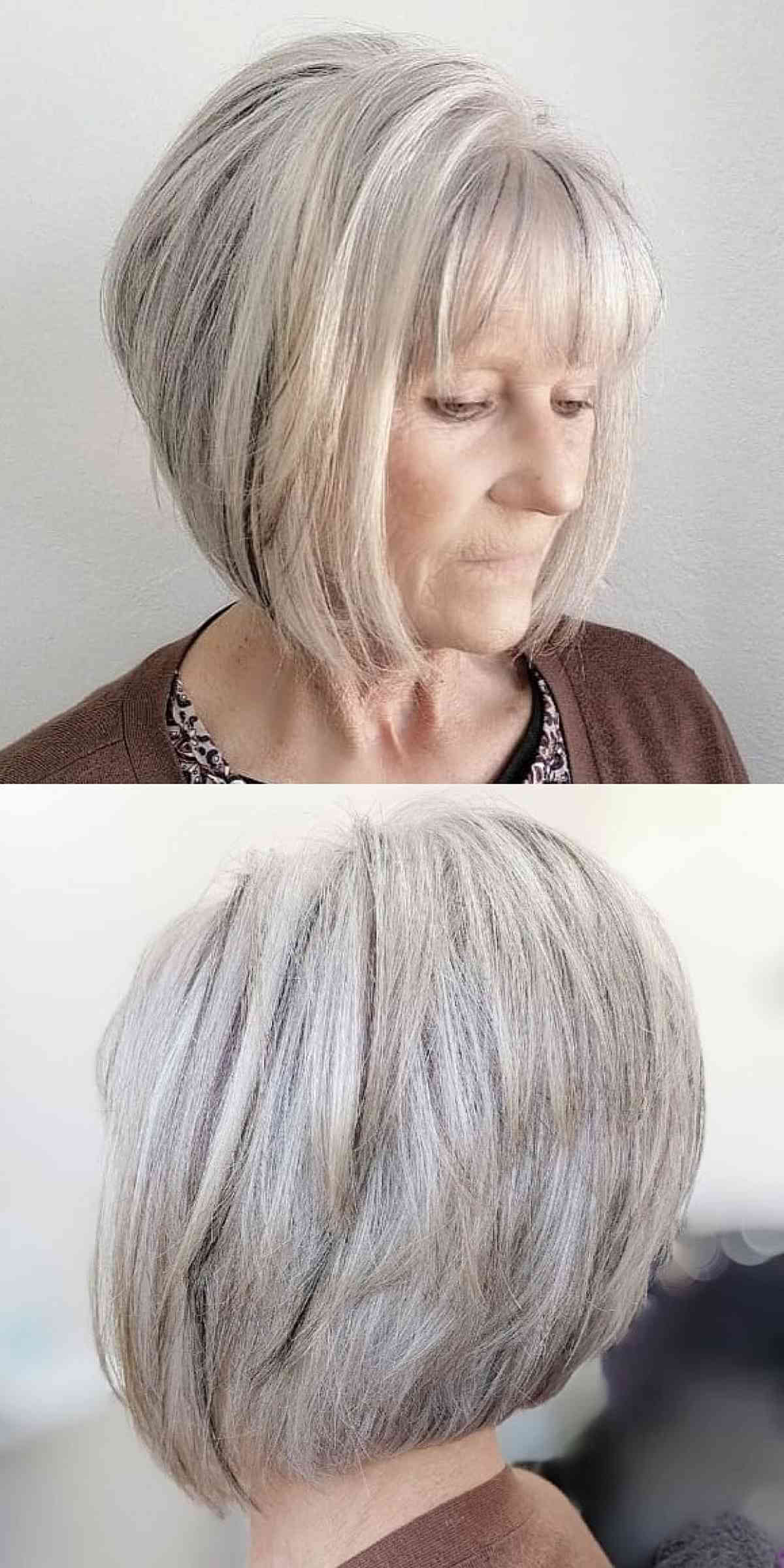 Short Layered Bob with Wispy Bangs for Women 50 and Up