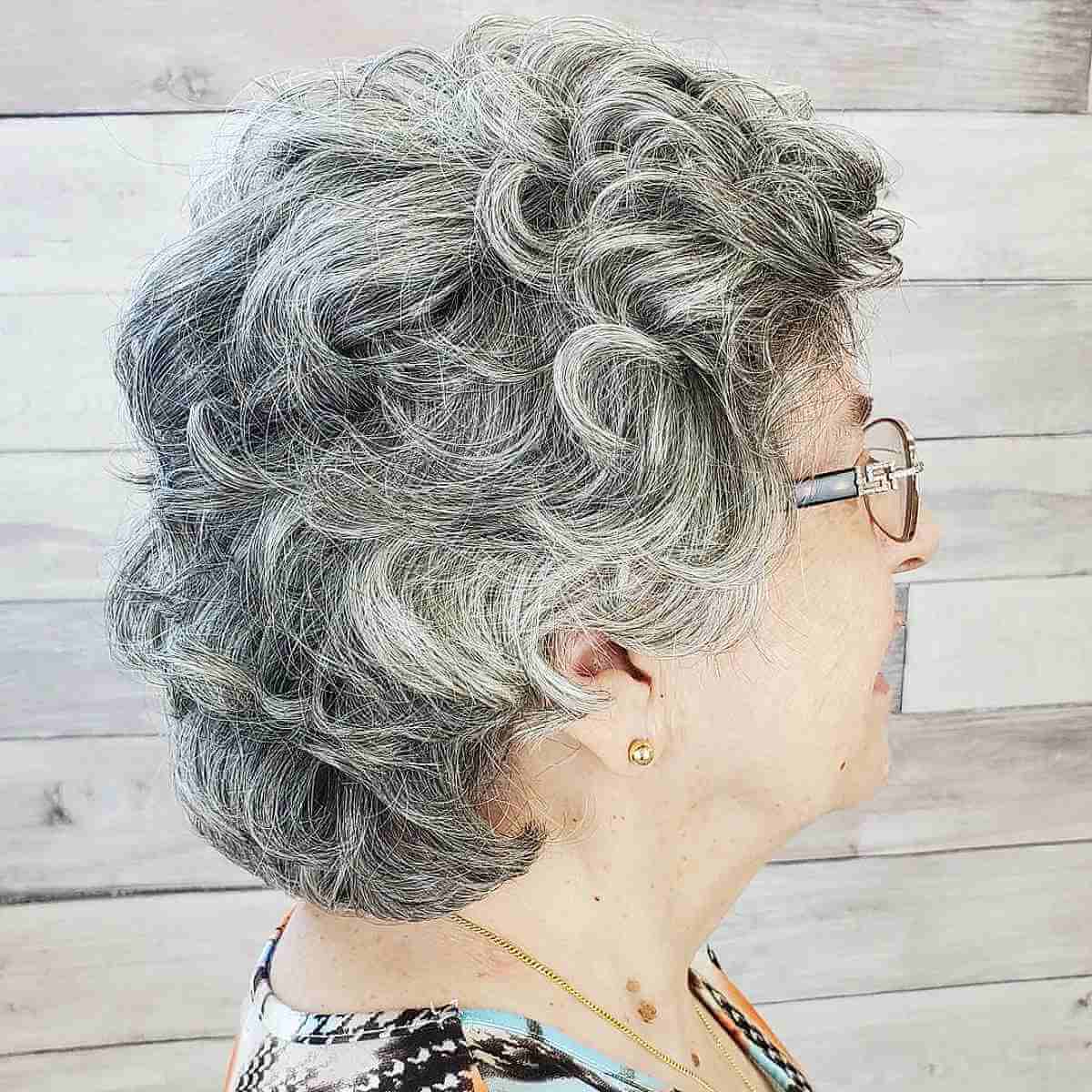 Short Layered Curled Haircut for Women Over 60