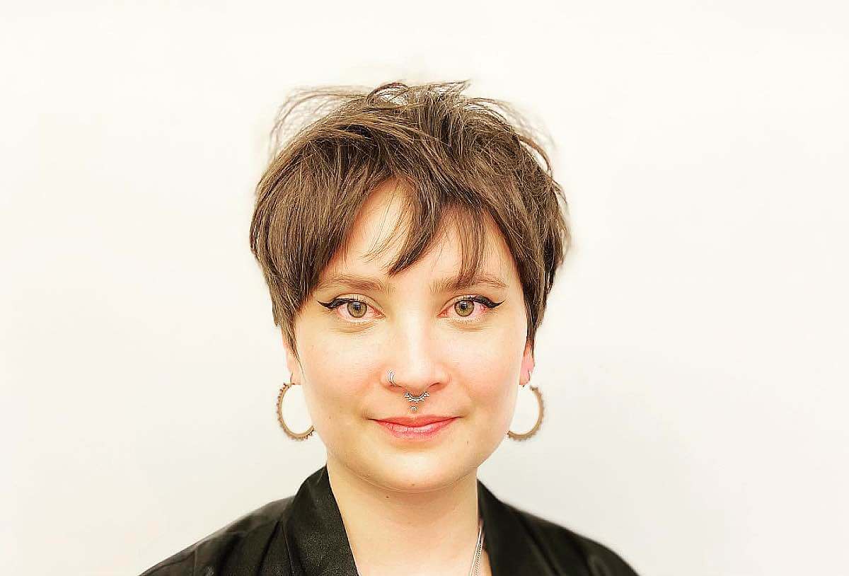 Short Layered Cut with Choppy Bangs for Straight Hair