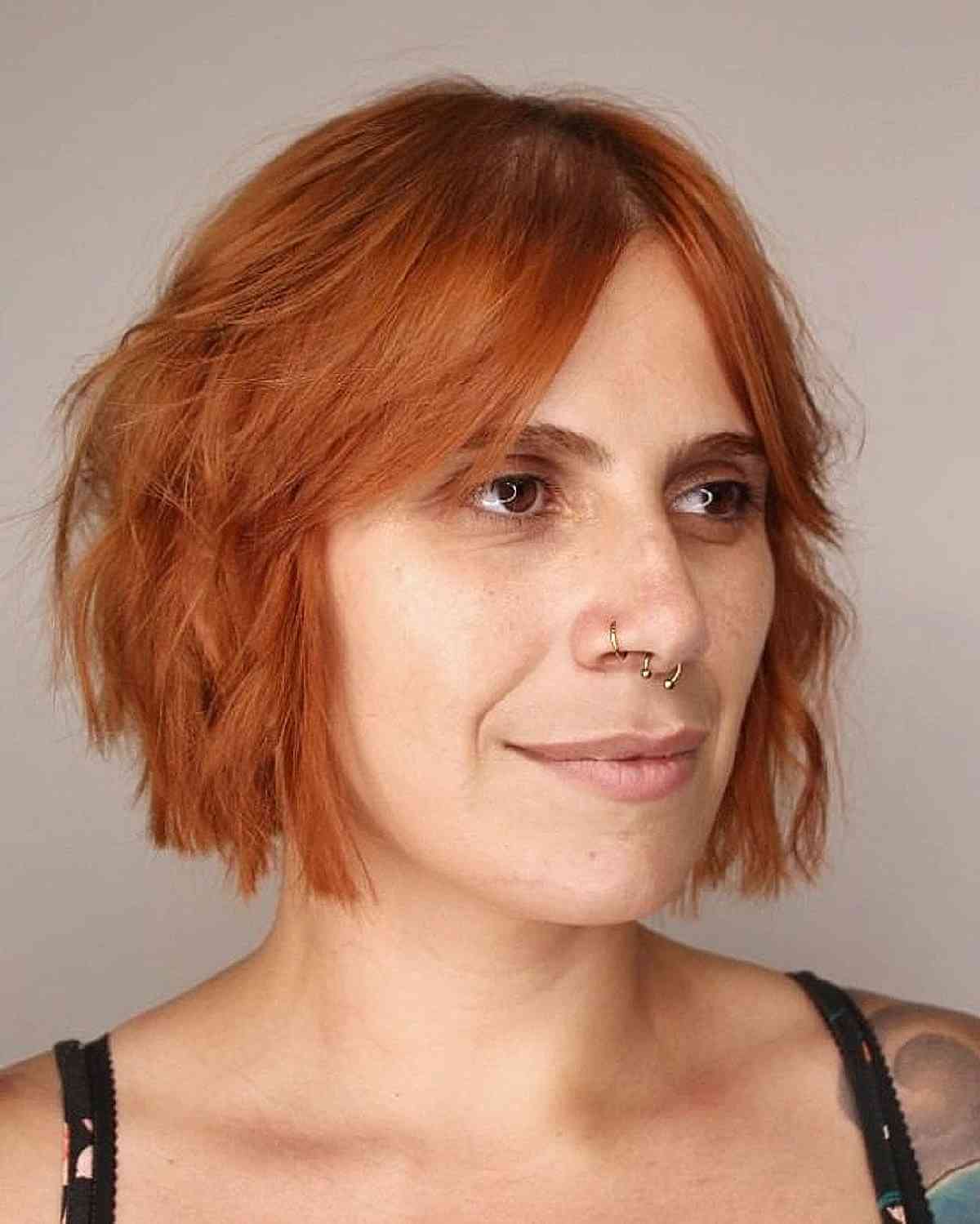Short Layered Hair with Curtain Bangs for Women Over 50
