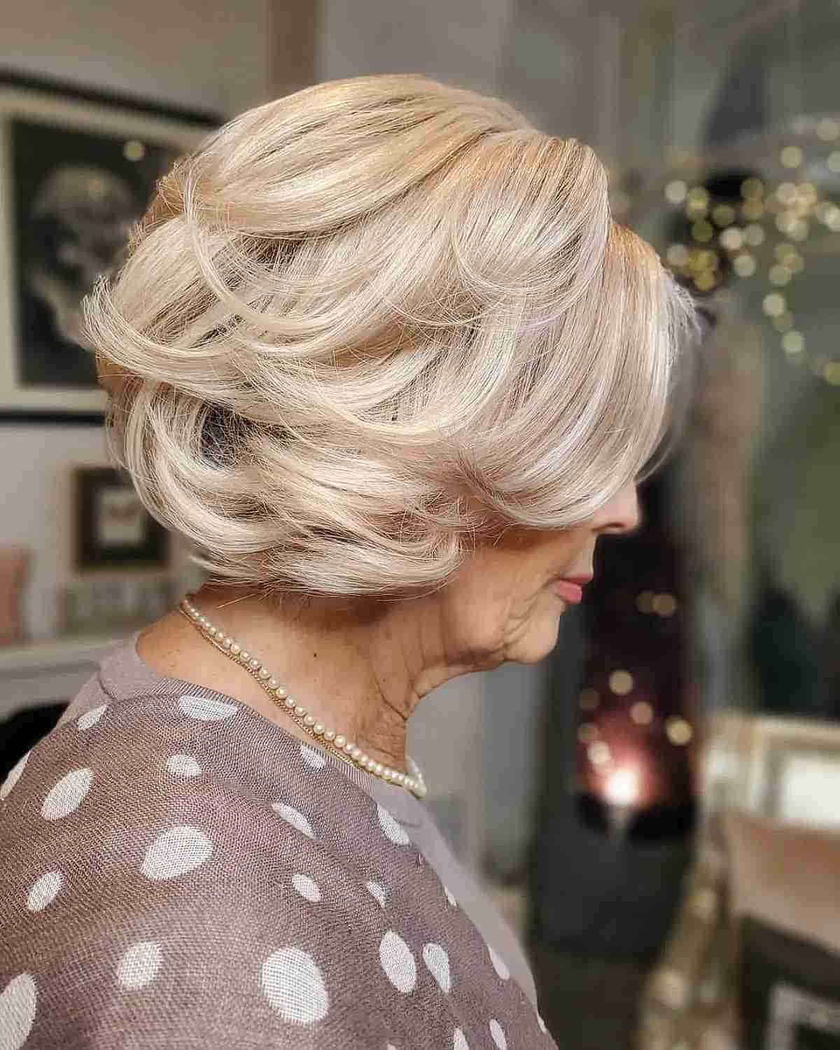 Timeless Short-Length Feathered Hair for a Lady in Her 70s