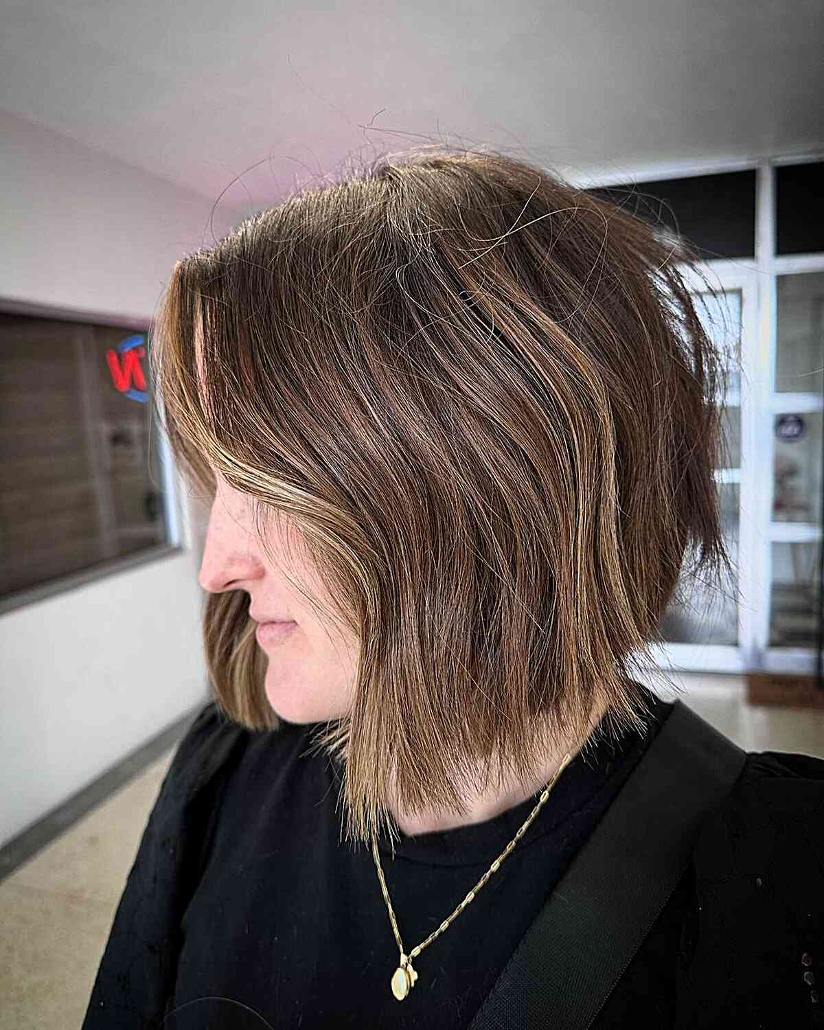 Short-Length Inverted Choppy Textured Bob Cut