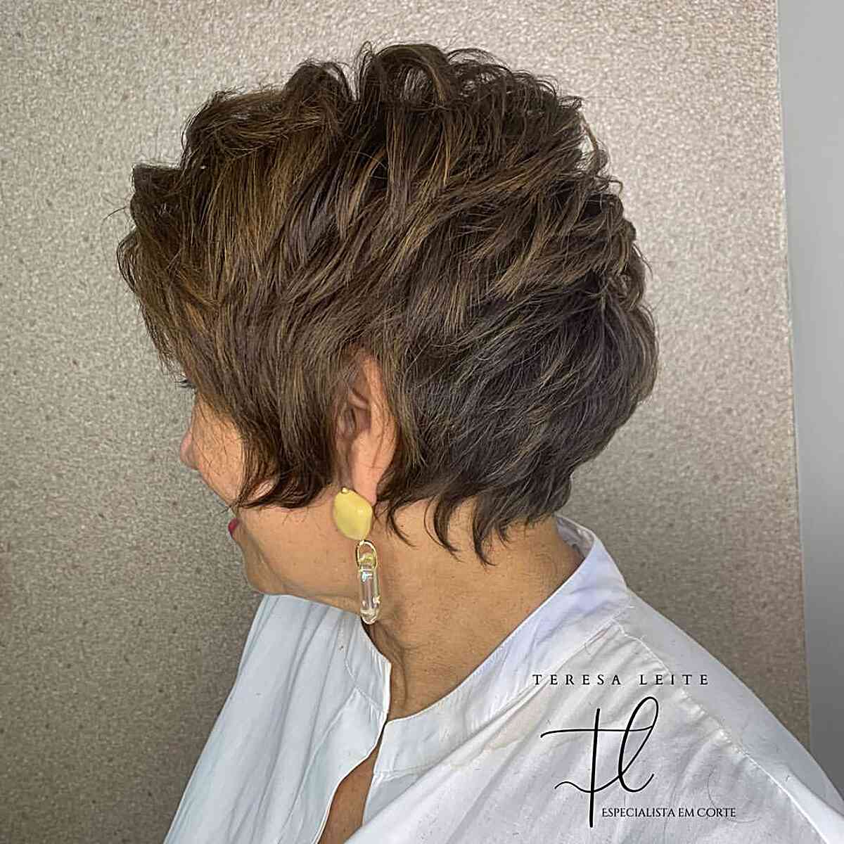 Short-Length Voluminous Pixie Bob with Shorter Layers on older ladies in their 50s