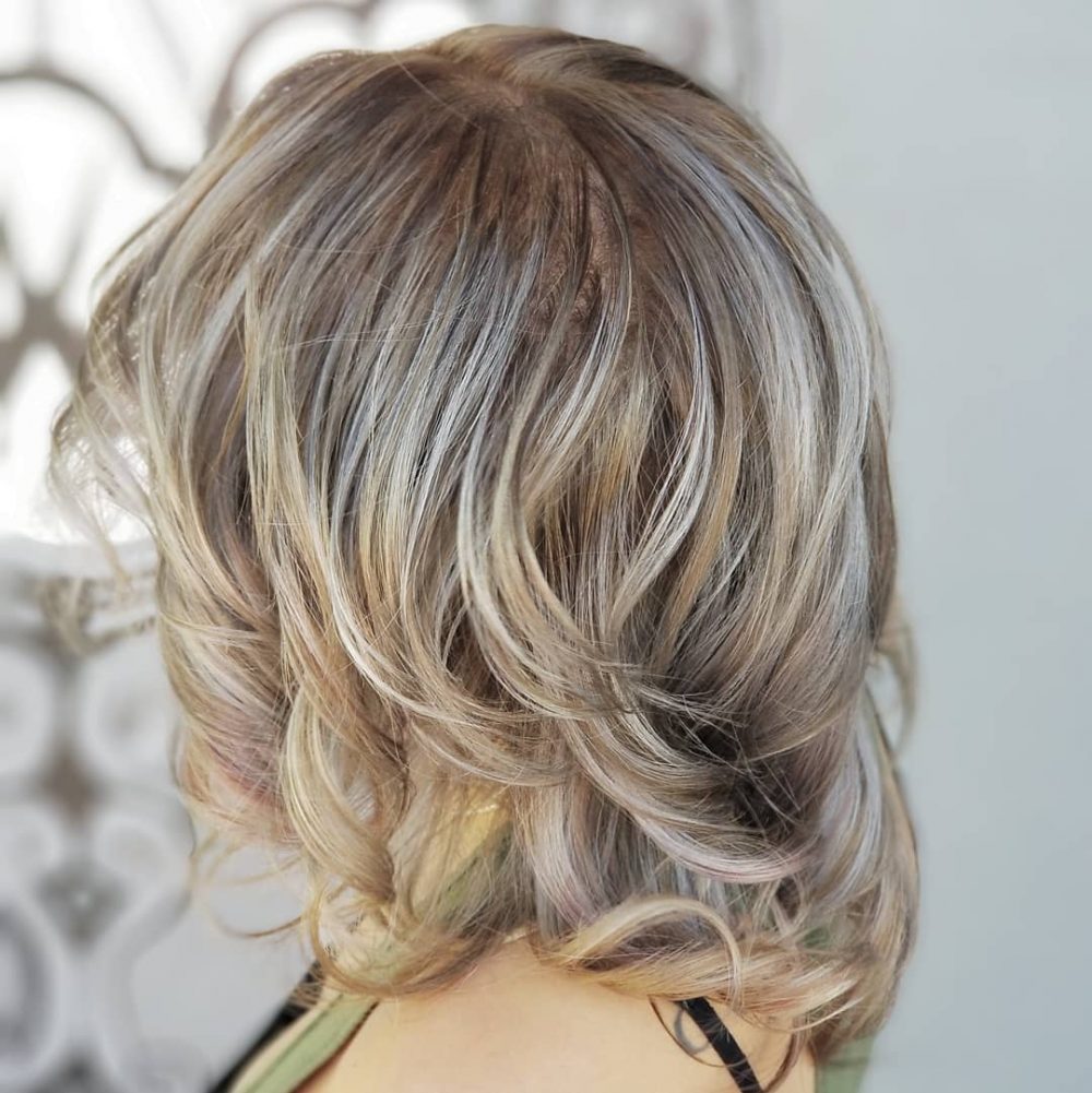 Short Brunette Hair with Platinum Blonde Highlights
