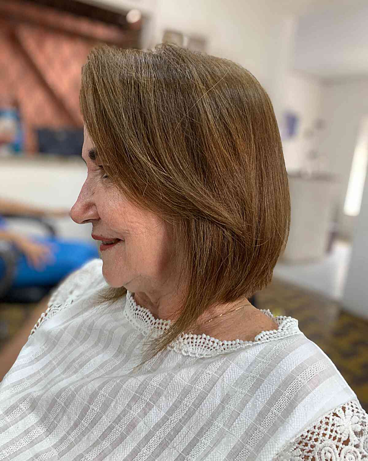 Short Light Brown Swing Bob for Ladies Aged 60 with short hair