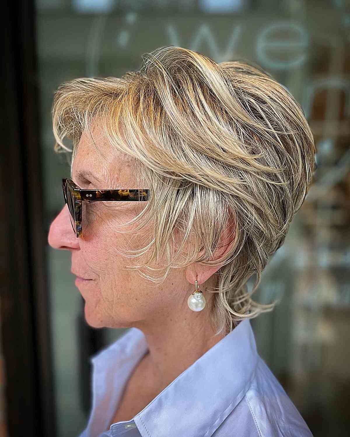 Short-Long Shaggy Pixie for Fine Haired Ladies Over 60