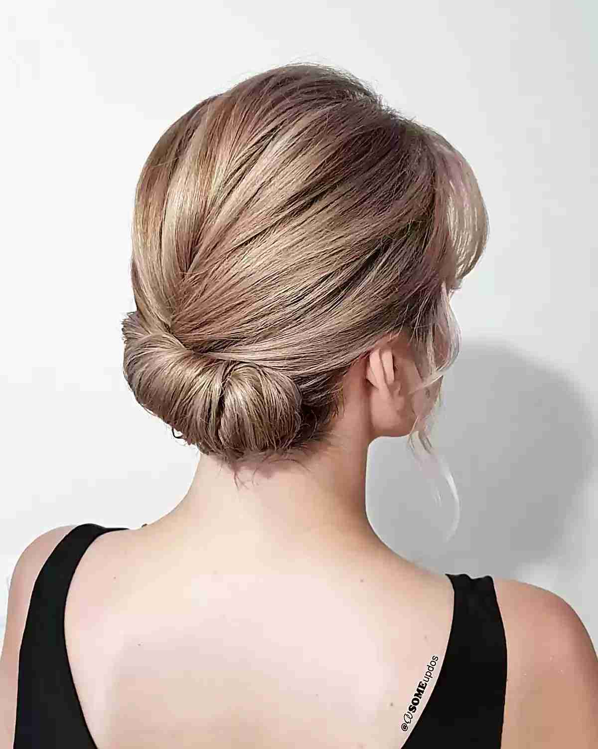 Short Low French Style Side Bun for Prom Night